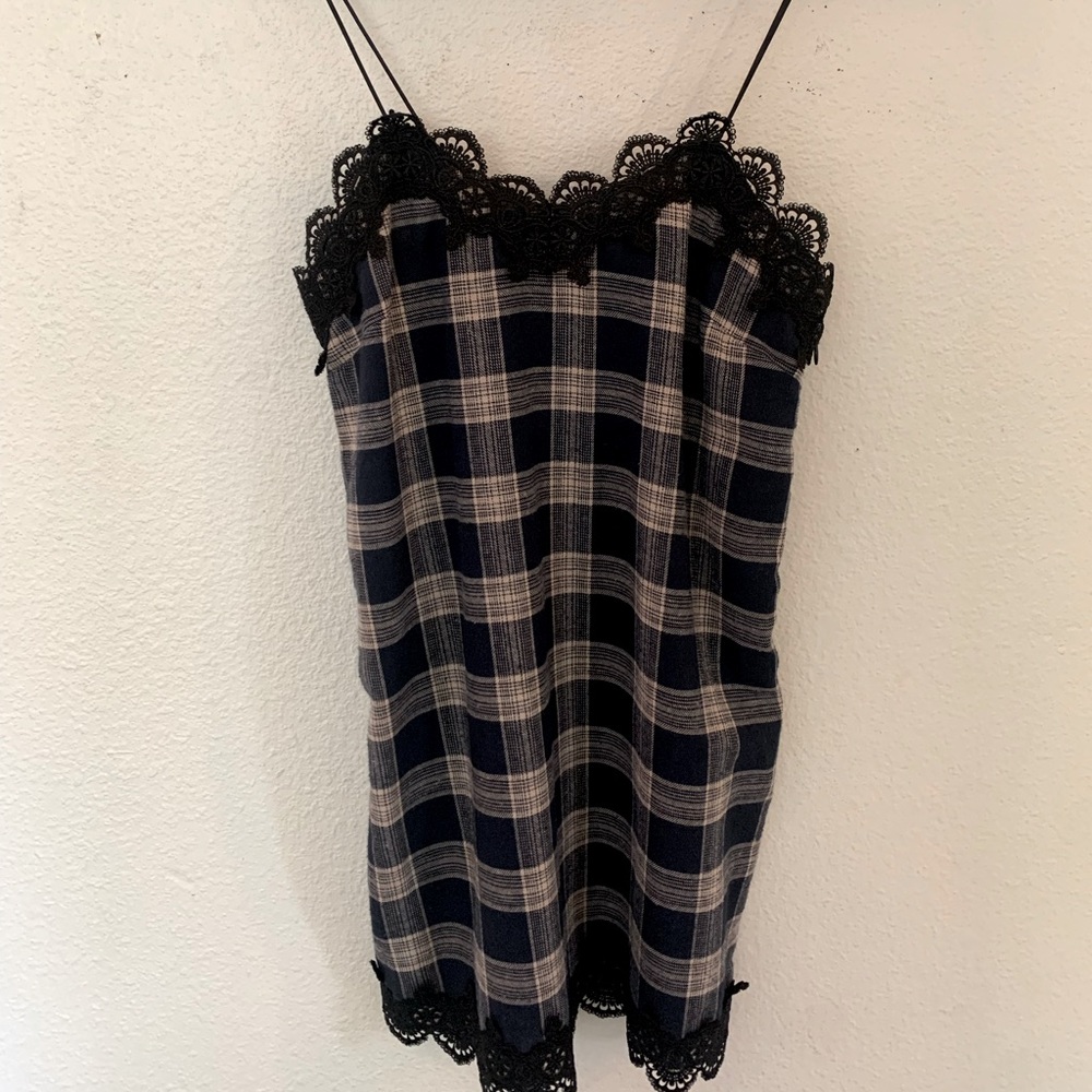 Lacy Checkered Navy Minidress (size 4)